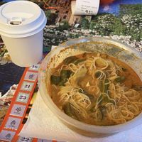 Penang Curry Mee with Mee Hoon (and Chrysanthemum tea) - takeaway  at Vege Pot 素砂煲 in Central Singapore