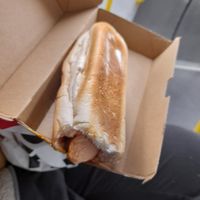 flipped hot dog 🔥 at Lord of the Fries - Flinders Street in Melbourne