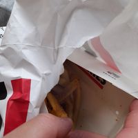 chips ans someone's fingers at Lord of the Fries - Flinders Street in Melbourne