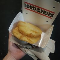 Potato cakes! Nice and salted and hot and crispy at Lord of the Fries - Flinders Street in Melbourne