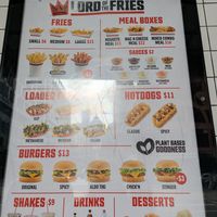 Menu at Lord of the Fries - Flinders Street in Melbourne