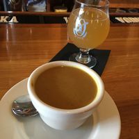 Curry pumpkin soup & cidre on a fall afternoon!  at Oak House in Newmarket