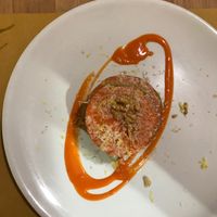 Caprese with hemp seeds cheese and pesto  at Vitto Pitagorico in Naples