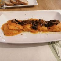 With pumpkin sauce and mushroom topping at Vitto Pitagorico in Naples