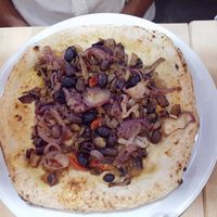 Mushroom pizza at Vitto Pitagorico in Naples