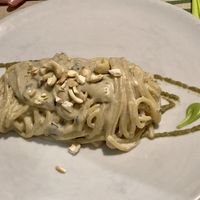 Spaghetti with cashew sauce. The best dish!  at Vitto Pitagorico in Naples