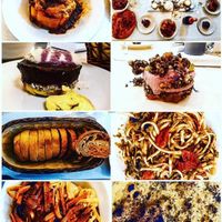 Three different raw desserts, curcuma bread, Sicilian spaghetti, thaï noodles and vegan cheese pizza at Vitto Pitagorico in Naples