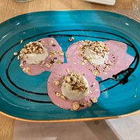 Dessert - a cream with cashews   at Vitto Pitagorico in Naples