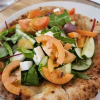 Greek salad with vegan feta at Vitto Pitagorico in Naples