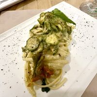 Spaghetti alla nerano (a type of courgette)  at Vitto Pitagorico in Naples