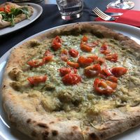 Eggplant pizza! Vegan style.  at Vitto Pitagorico in Naples