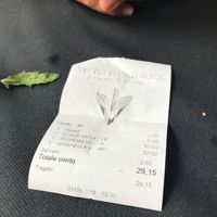 Price of two pizzas and water at Vitto Pitagorico in Naples
