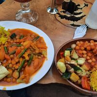 Two vegan options at Los Amigos in Flores