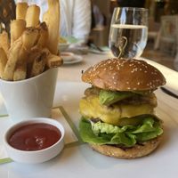 Vegan impossible burger with carrot cheese  at Wynn Hotel - Tableau in Las Vegas