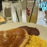 Pancakes with sausage and scramble   at Wynn Hotel - Tableau in Las Vegas