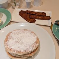 Vegan pancakes and a side of the excellent tempeh bacon at Wynn Hotel - Tableau in Las Vegas