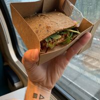 vegan eggplantbread sandwich at Ou Bien Encore in Geneva