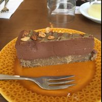 chocolate and caramel cake at Ou Bien Encore in Geneva