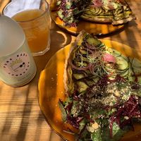 Vegetable tart with salad at Ou Bien Encore in Geneva