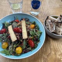 salade avec 2 morceaux de tofu, une eau et du pain pour 27.- ...  at Ou Bien Encore in Geneva