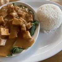 Pra Ram (Spicy peanut sauce and spinach) with Tofu  at Thai Corner Cafe in Reno