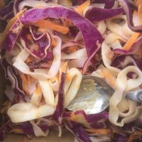 salad (rice noodles, red cabbage and carrots with peanut sauce) at Pumpkin Brown in Edinburgh