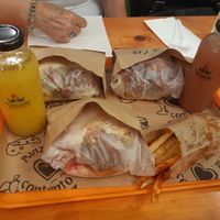 Abundante y muy rico! Las papas fritas no fueron de lo mejor, pero definitivamente volvería a comer allí! at Veggie Medio Oriente - Suipacha in Buenos Aires