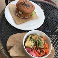 Burger and bowl at Alchemia od Kuchni in Krakow