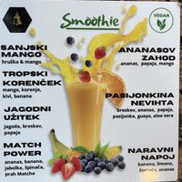 Smoothies menu  at Kavarna Zvon in Izola