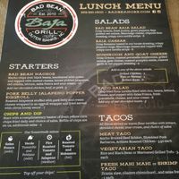Menu side 1 at Bad Bean Baja Grill in Kill Devil Hills