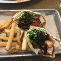 Half eaten tofu burrito - very tasty at Bad Bean Baja Grill in Kill Devil Hills