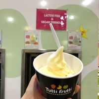 Gummy bear and lychee sorbet swirled together at Tutti Frutti in East Victoria Park