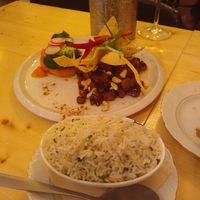 Sweet and sour main with rice and veggies at Estudio Vegetariano in Lagos