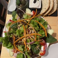 Mixed salad was fresh and delicious; home made bread, olives and vegan aioli   at Estudio Vegetariano in Lagos