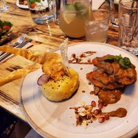 Celery Steaks with mash potatoes at Estudio Vegetariano in Lagos