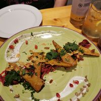 Fried tempeh with pomegranate at Estudio Vegetariano in Lagos