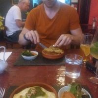 front one; lasagne with cheese, back one; vegan (topped with crushed walnuts) at Estudio Vegetariano in Lagos