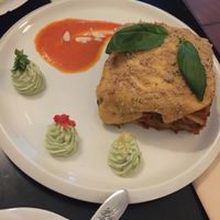 Lasagna, vegan version, with zucchini and aubergines at Estudio Vegetariano in Lagos