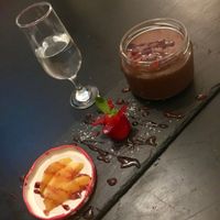 Chocolate mousse and medronho at Estudio Vegetariano in Lagos