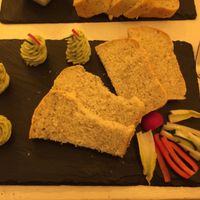 Cashew cream starter and homemade bread  at Estudio Vegetariano in Lagos