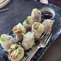 Vegan duck rolls  at Coconut Monkey in Koh Tao