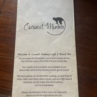 Menu  at Coconut Monkey in Koh Tao