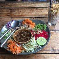 Buddha bowl and overnight oats with banana and peanut butter salted caramel at Coconut Monkey in Koh Tao