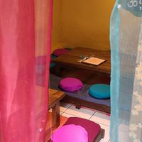 Seating at The Vegan Temple by Prasada in Cusco