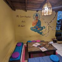 Low seating, take your shoes off at the door. A few board games available. at The Vegan Temple by Prasada in Cusco