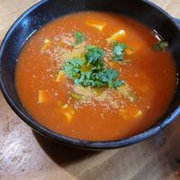 Astek soup at The Vegan Temple by Prasada in Cusco