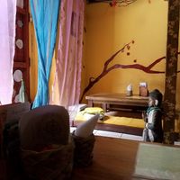 Seating is on the floor. at The Vegan Temple by Prasada in Cusco