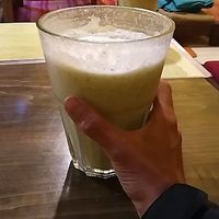 Yummy big vegan Lassie at The Vegan Temple by Prasada in Cusco