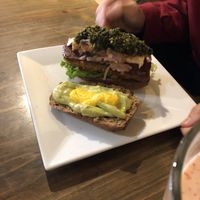 One of the burgers at The Vegan Temple by Prasada in Cusco