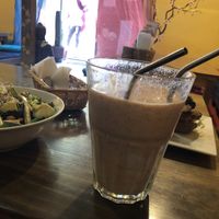 Enormous lassi at The Vegan Temple by Prasada in Cusco